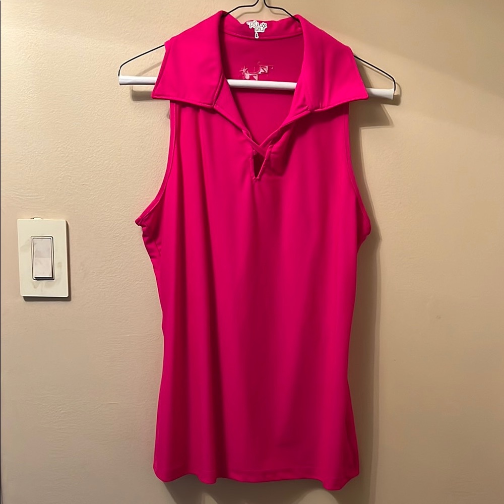 Tzu Tzu fuchsia sleeveless golf shirt size large